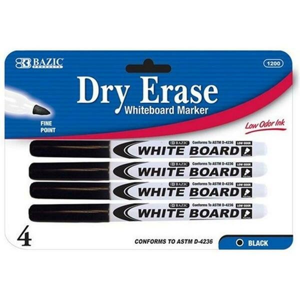 Bazic Black Fine Tip Dry-Erase Marker Pack of 24, Bazic Products, Mfr#: 1200